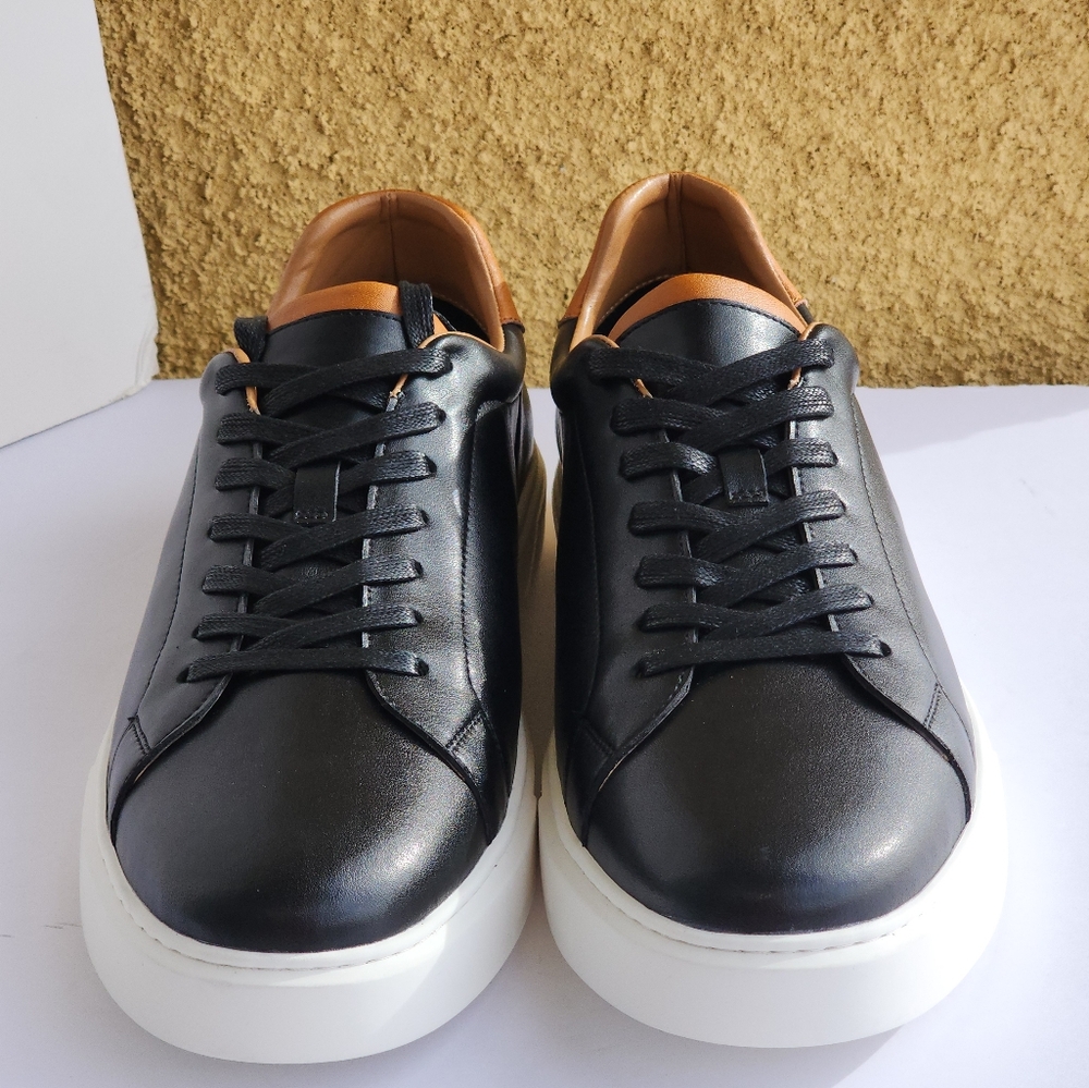 Alipasinm Men's Black Leather Business Casual Sneakers Shoes Size 13 - Picture 4 of 11